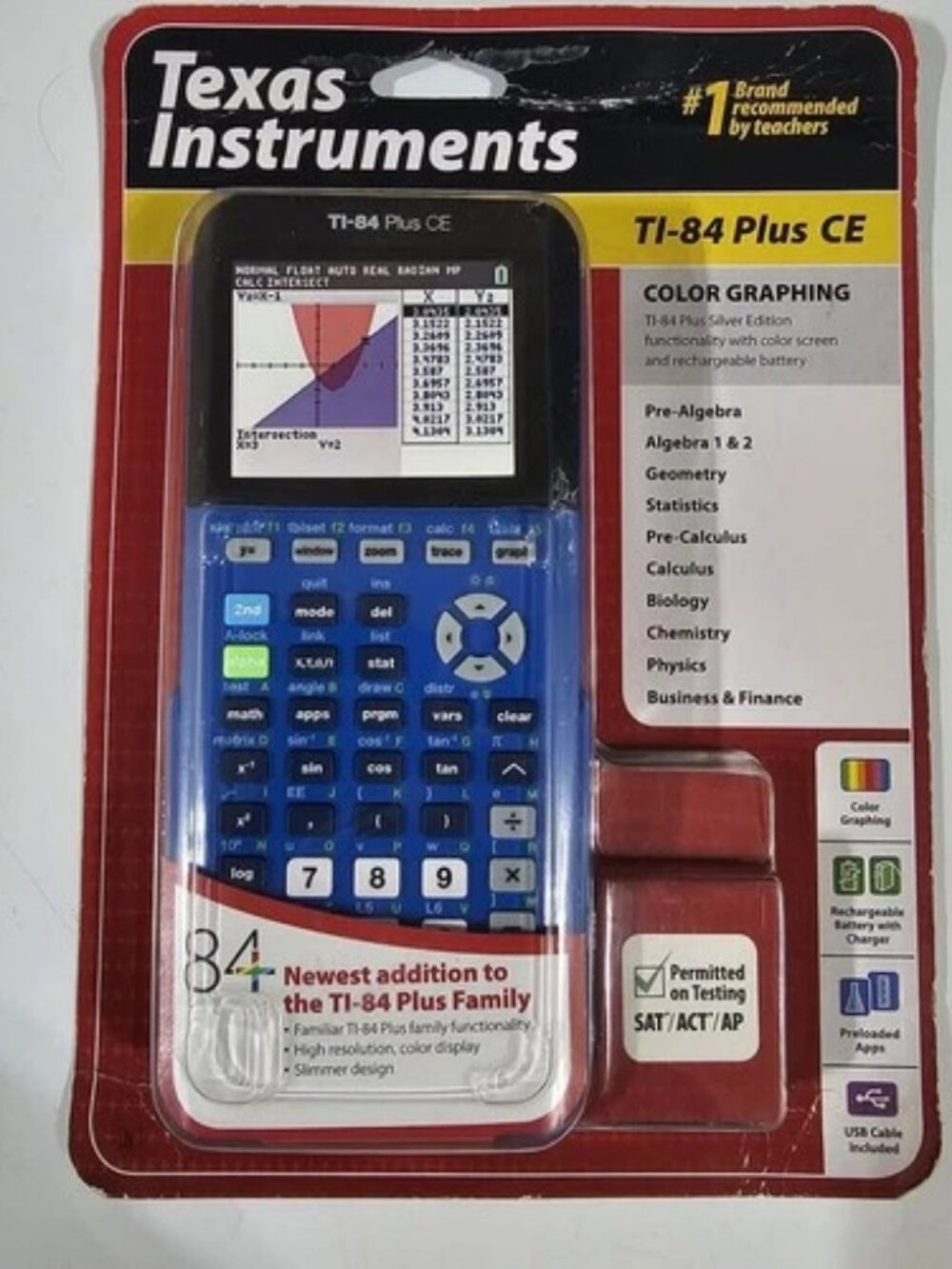 Texas Instruments TI-84 Plus CE Color Graphing Calculator Blue - New Sealed